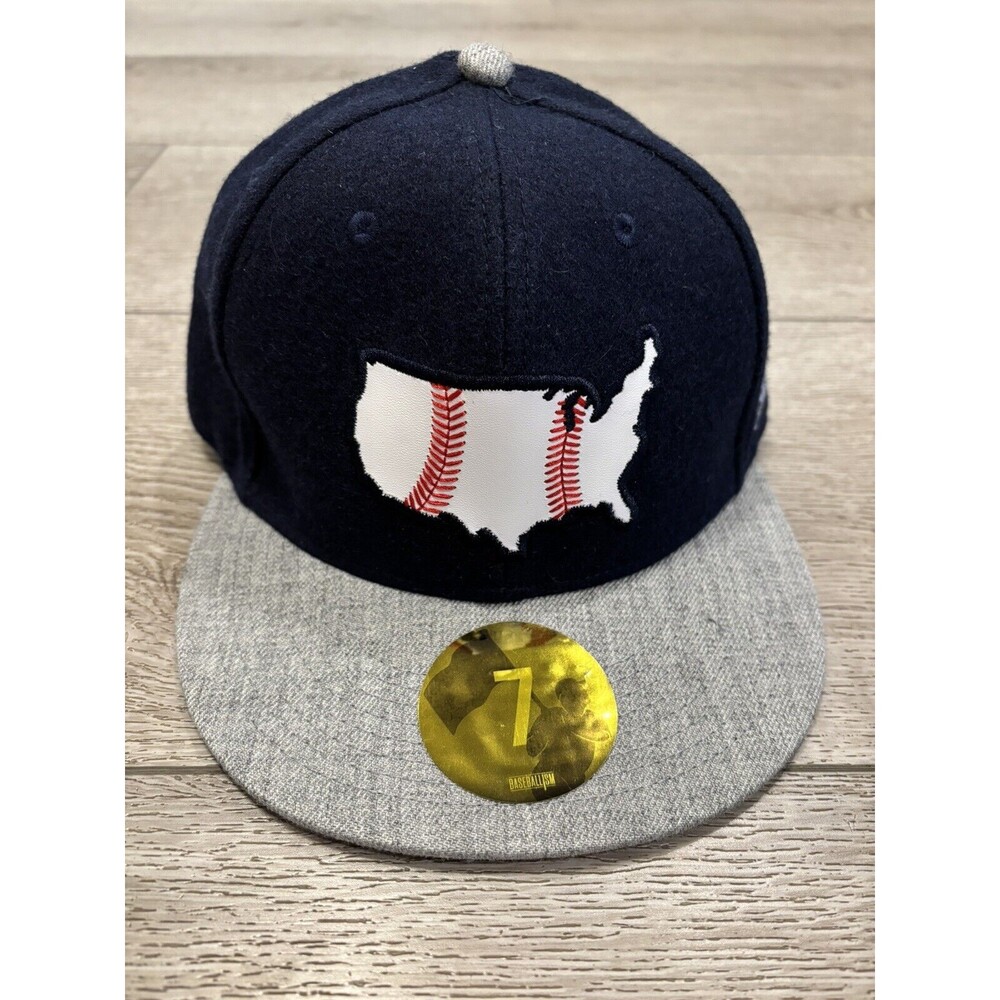 Baseballism Fitted‎ Wool Hat Gray Blue USA Patriotic Baseball Hat Men’s Size 7